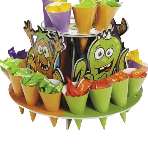 HALLOWEEN MONSTER TREAT STAND WITH CONES AND TARGET HYDE AND EEK WALL STICKERS - Picture 2 of 16
